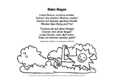 Regen Gedicht Kita Kindergarten Erzieher Reim Wetter